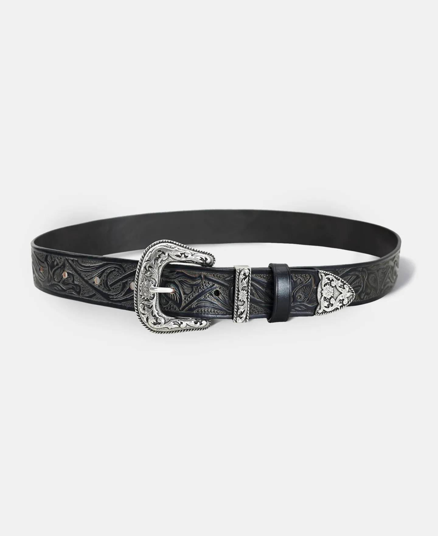 Outlet Arabesque Carved Belt - Black Belts
