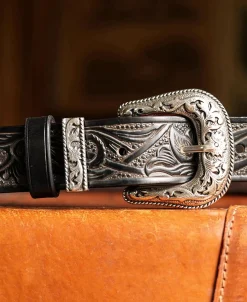 Outlet Arabesque Carved Belt - Black Belts