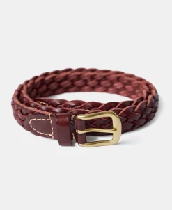 Sale Braided Leather Belt - Burgundy Belts