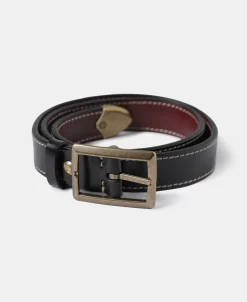 Discount Brass-Tipped Reversible Leather Belt - Black / Reddish Brown Belts