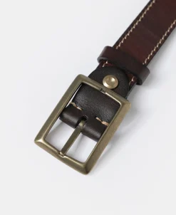 New Brass-Tipped Reversible Leather Belt - Coffee / Brown Belts