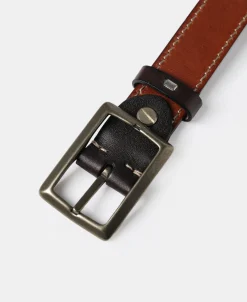 New Brass-Tipped Reversible Leather Belt - Coffee / Brown Belts