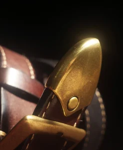 New Brass-Tipped Reversible Leather Belt - Coffee / Brown Belts