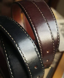 New Brass-Tipped Reversible Leather Belt - Coffee / Brown Belts