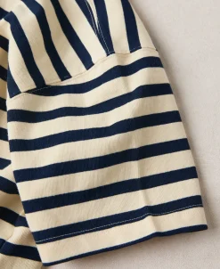 Clearance Breton Stripe T-Shirt - Apricot/Navy Short Sleeve T-Shirts | T-shirts