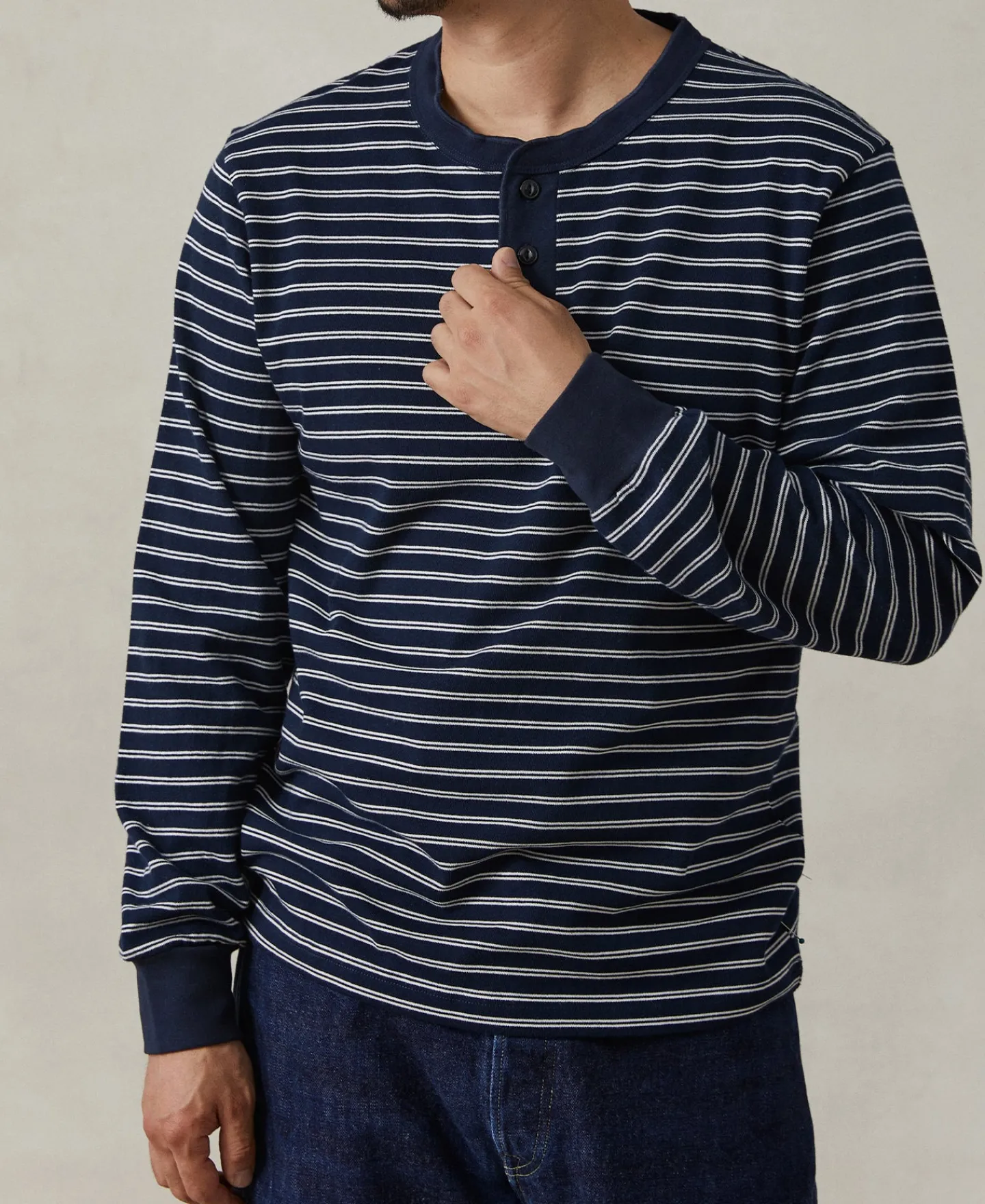 Online Breton Striped Henley Long Sleeve T-Shirt - Navy/White Henleys | Long Sleeve T-Shirts