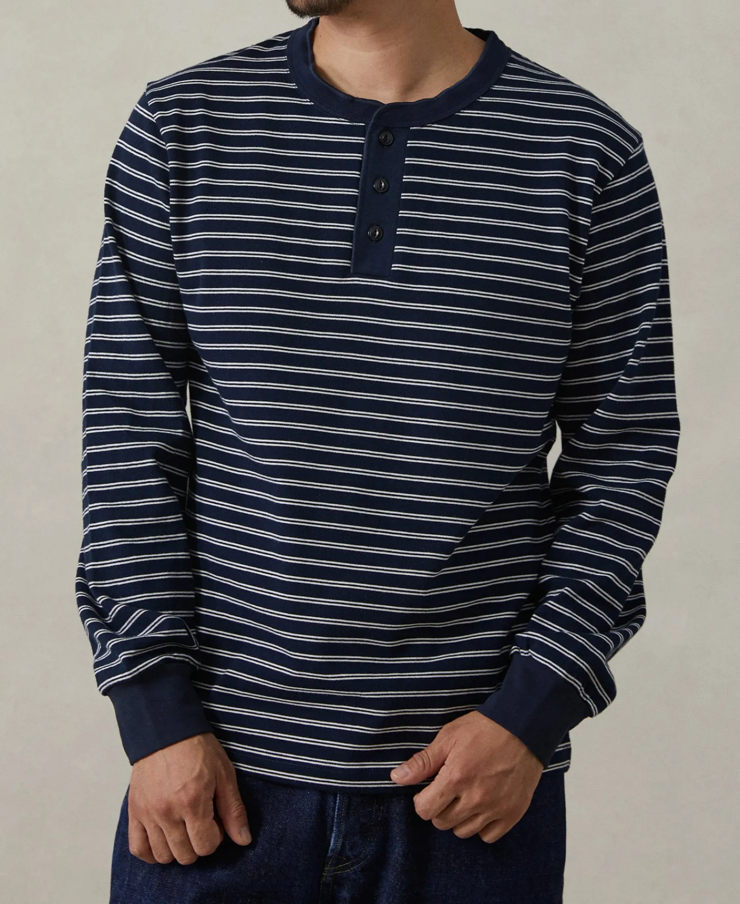 Online Breton Striped Henley Long Sleeve T-Shirt - Navy/White Henleys | Long Sleeve T-Shirts