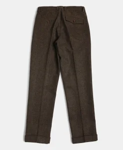 Online British Retro Brown Tweed Double Pleated Trousers Pants&trousers