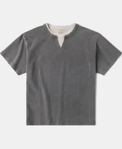 Sale Brushed Texture Layered T-Shirt - Dark Gray Short Sleeve T-Shirts | T-shirts