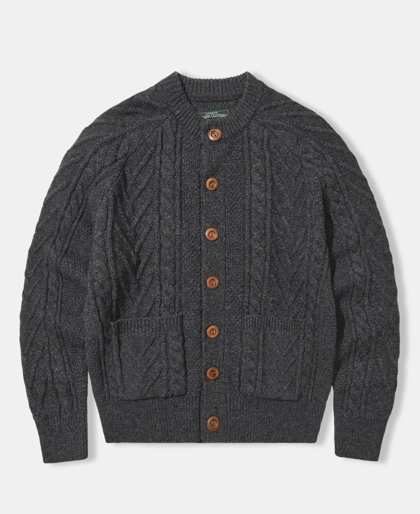 Fashion Cable Knit Round Collar Cardigan - Dark Gray Knitwear&sweaters