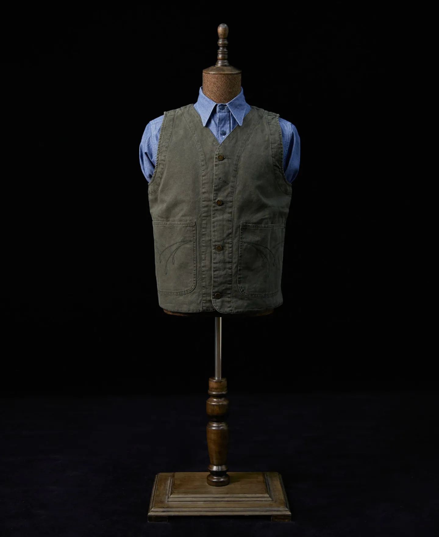 Online Canvas Work Vest - Dark Green Waistcoats