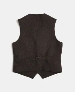Clearance Chocolate Brown Tweed Hunting Vest Waistcoats