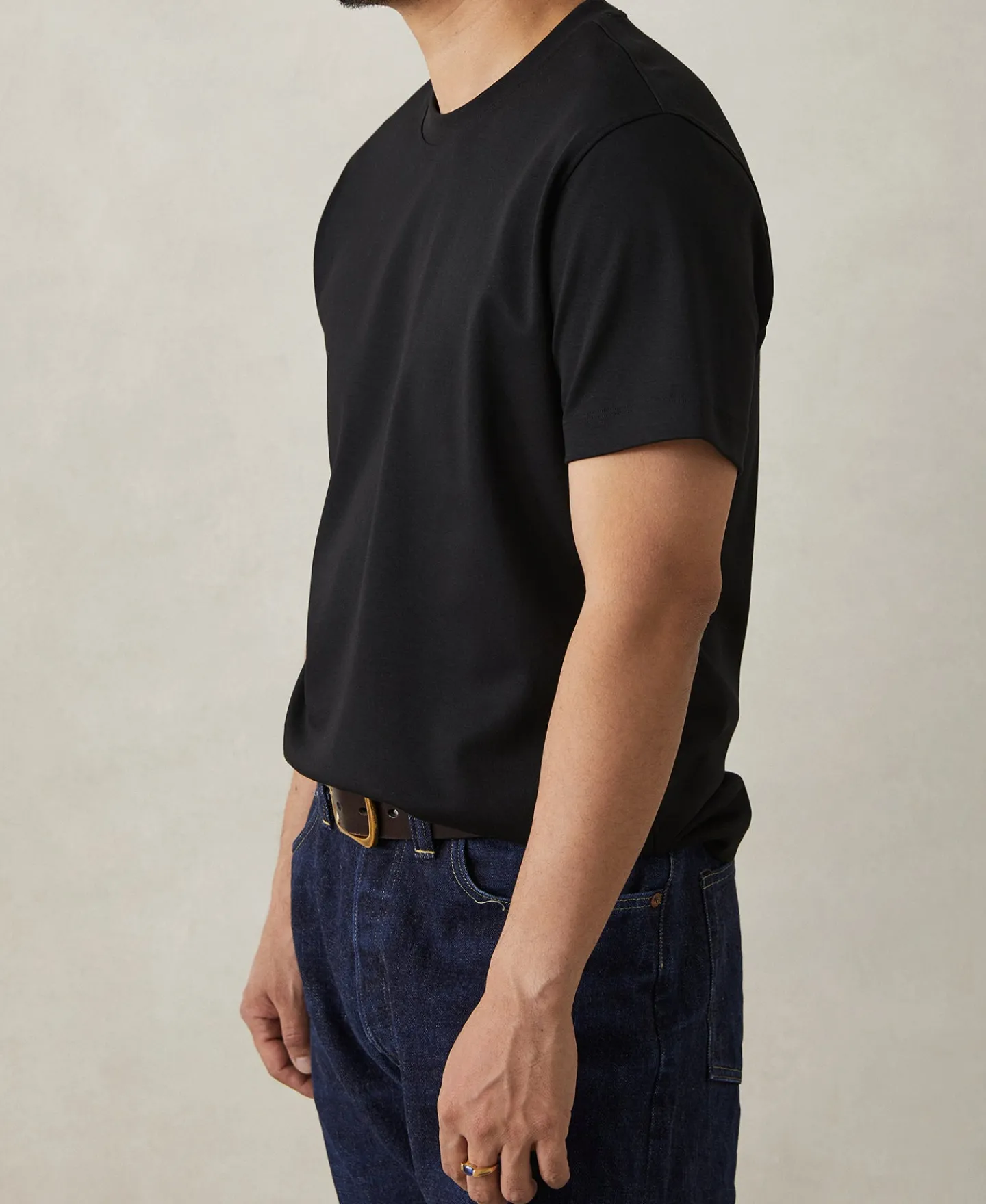 Online Classic Fit Cotton and Modal-Blend T-Shirt - Black Short Sleeve T-Shirts | T-shirts