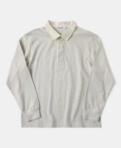 New Classic Fit Jersey Tubular Rugby Shirt - Beige Gray Polo Shirts | T-shirts