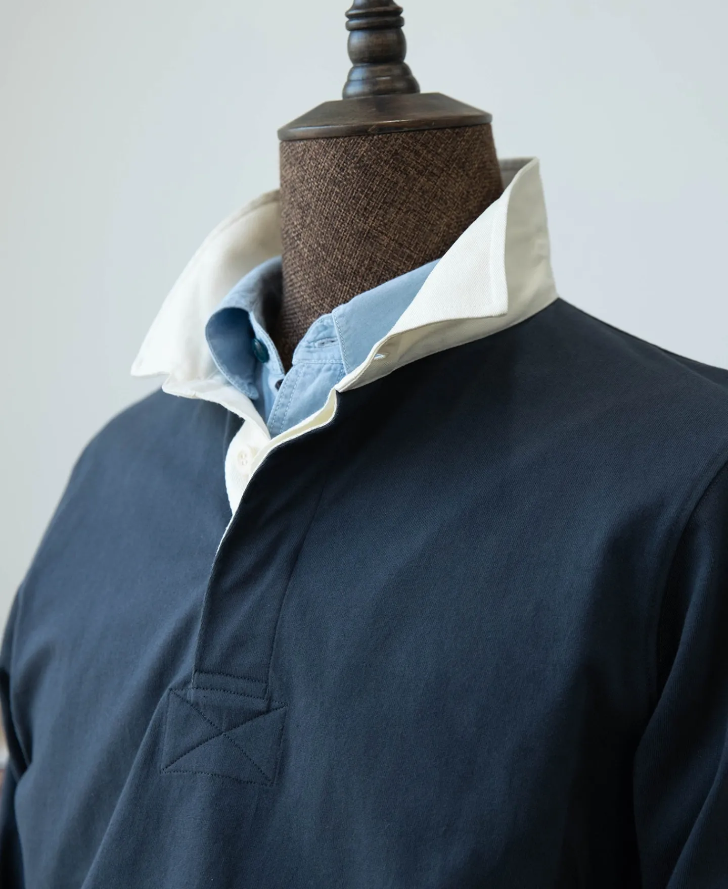 Sale Classic Fit Jersey Tubular Rugby Shirt - Blue Gray Polo Shirts | T-shirts