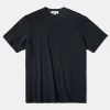 Outlet Classic Fit Loopwheel Slub Cotton T-Shirt - Black Short Sleeve T-Shirts | T-shirts