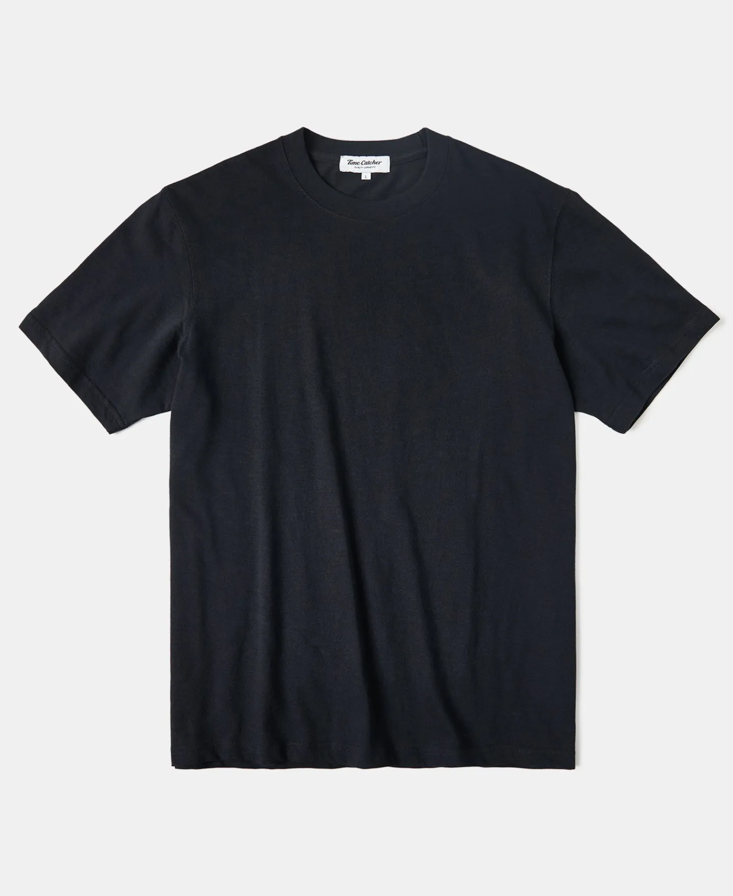 Outlet Classic Fit Loopwheel Slub Cotton T-Shirt - Black Short Sleeve T-Shirts | T-shirts