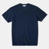 Hot Classic Fit Loopwheel Slub Cotton T-Shirt - Navy Short Sleeve T-Shirts | T-shirts