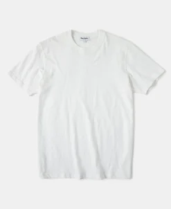 Sale Classic Fit Loopwheel Slub Cotton T-Shirt - White Short Sleeve T-Shirts | T-shirts