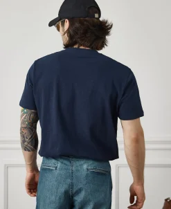 Hot Classic Fit Loopwheel Slub Cotton T-Shirt - Navy Short Sleeve T-Shirts | T-shirts