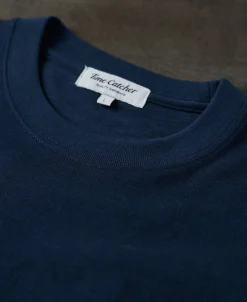 Hot Classic Fit Loopwheel Slub Cotton T-Shirt - Navy Short Sleeve T-Shirts | T-shirts