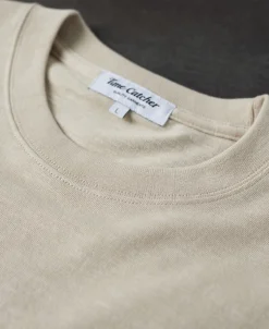 New Classic Fit Loopwheel Slub Cotton T-Shirt - Oatmeal Short Sleeve T-Shirts | T-shirts
