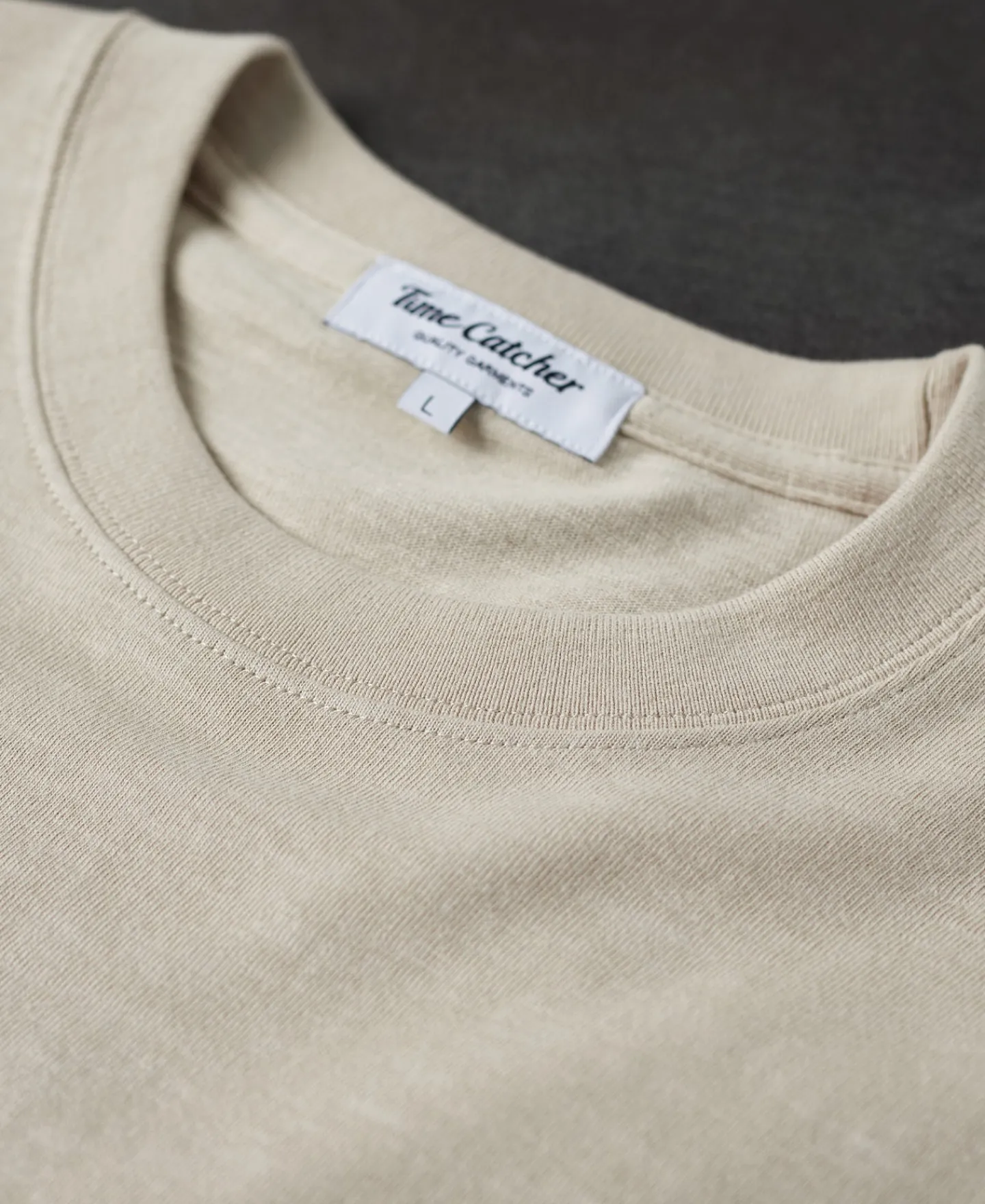 New Classic Fit Loopwheel Slub Cotton T-Shirt - Oatmeal Short Sleeve T-Shirts | T-shirts
