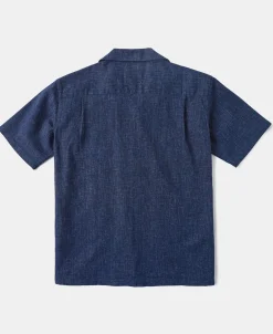 Fashion Classic Indigo Print Open Collar Shirt Short Sleeve Shirts | Shirts