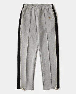 New Classic Straight-Leg Striped Logo-Embroidered Cotton-Terry Sweatpants - Gray Pants&trousers