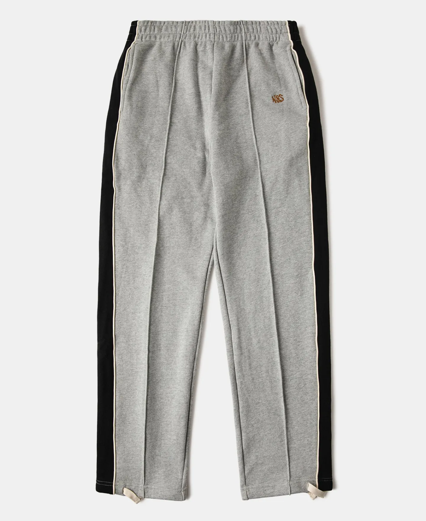 New Classic Straight-Leg Striped Logo-Embroidered Cotton-Terry Sweatpants - Gray Pants&trousers