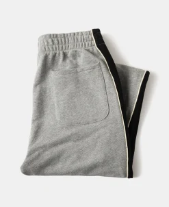 New Classic Straight-Leg Striped Logo-Embroidered Cotton-Terry Sweatpants - Gray Pants&trousers