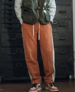 Discount Classic Straight-Leg Striped Logo-Embroidered Cotton-Terry Sweatpants - Orange Pants&trousers