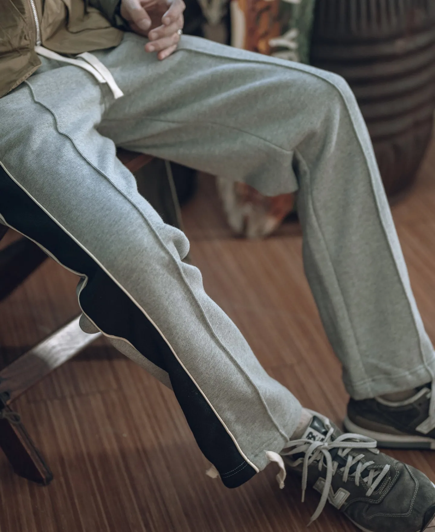 New Classic Straight-Leg Striped Logo-Embroidered Cotton-Terry Sweatpants - Gray Pants&trousers