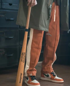 Discount Classic Straight-Leg Striped Logo-Embroidered Cotton-Terry Sweatpants - Orange Pants&trousers