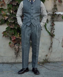 Outlet Coloured Speckle Tweed Safari Vest Waistcoats