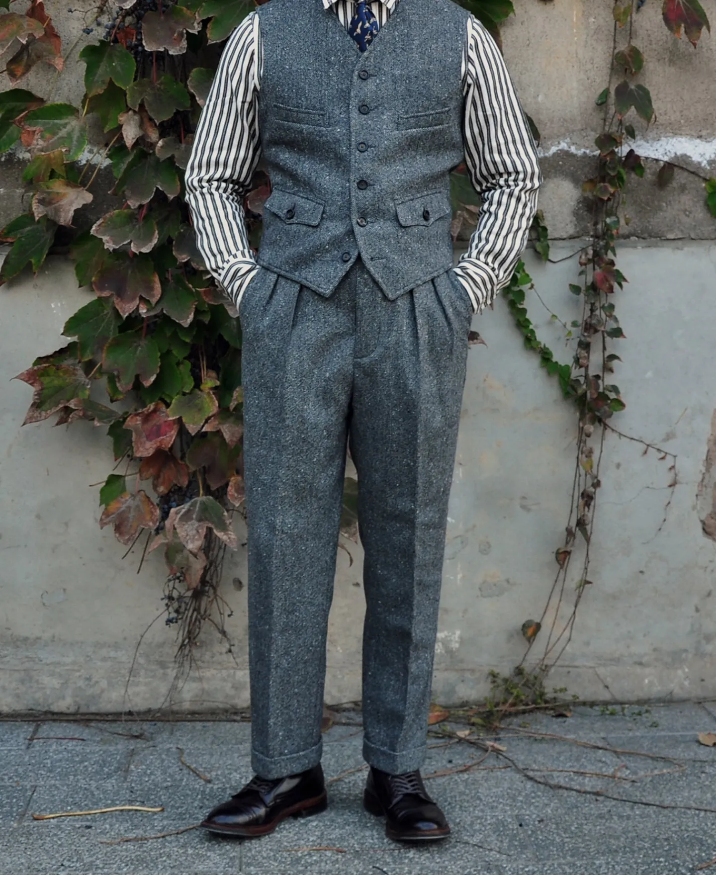 Outlet Coloured Speckle Tweed Safari Vest Waistcoats