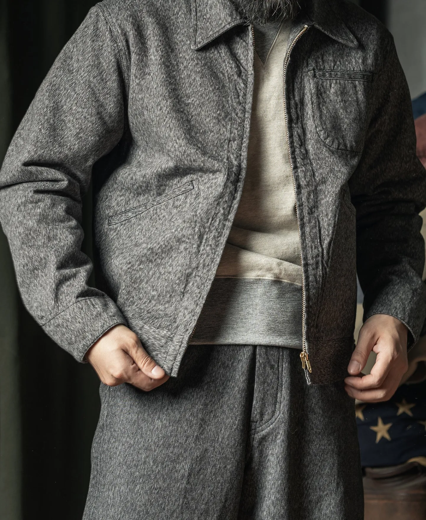 Online Covert Salt & Pepper Cossack Jacket Jackets&coats
