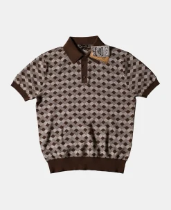 Outlet Diamond Pattern Retro Knitted Polo Shirt Knitwear&sweaters | Polo Shirts