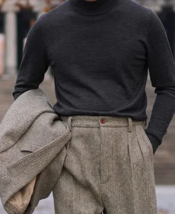 Fashion Extrafine Merino Wool Pullover Sweater - Dark Gray Knitwear&sweaters