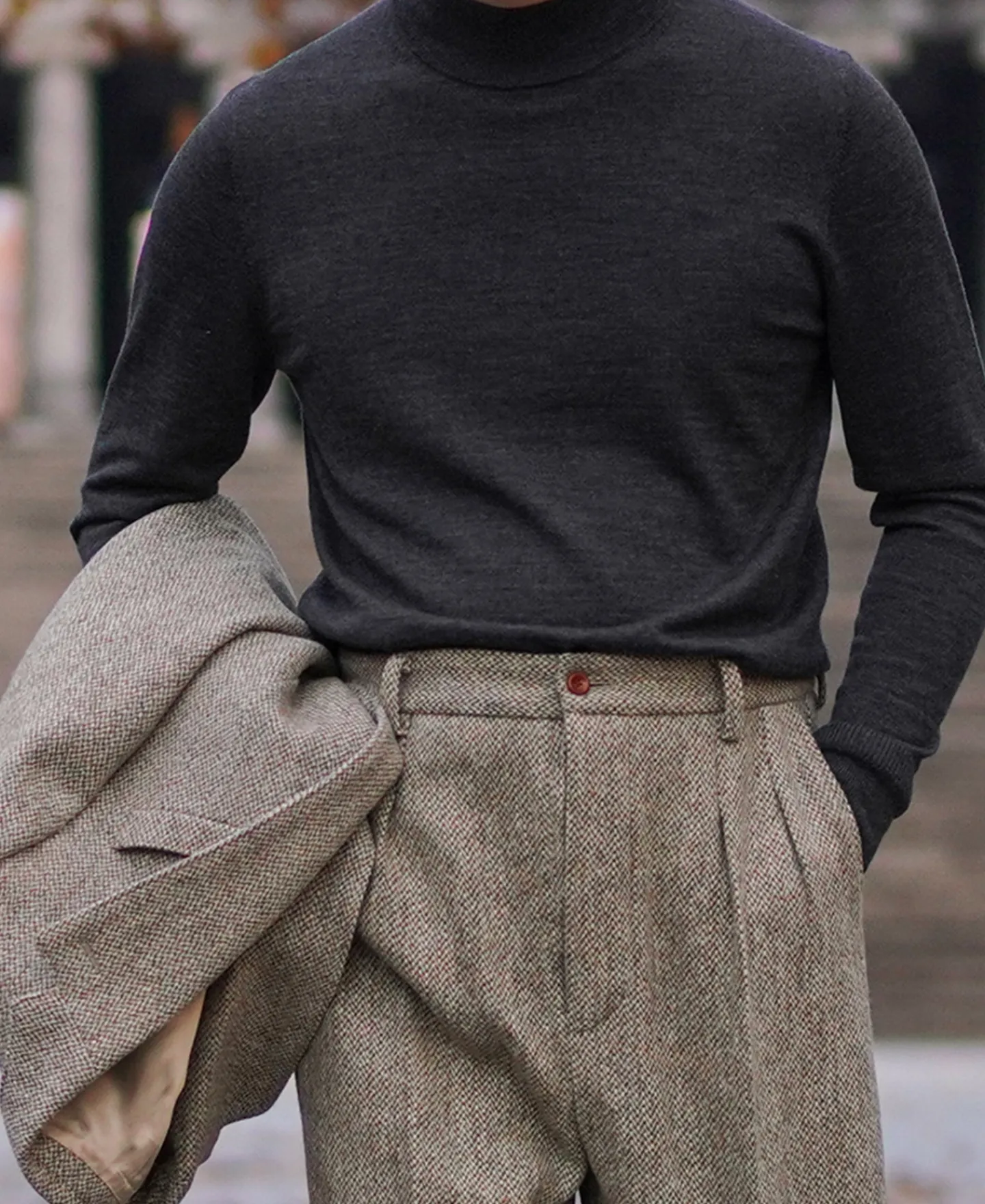 Fashion Extrafine Merino Wool Pullover Sweater - Dark Gray Knitwear&sweaters