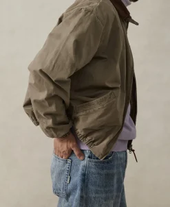 Discount Flannel Lined Twill Harrington Jacket - Faded Khaki Jackets&coats