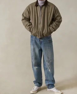 Discount Flannel Lined Twill Harrington Jacket - Faded Khaki Jackets&coats