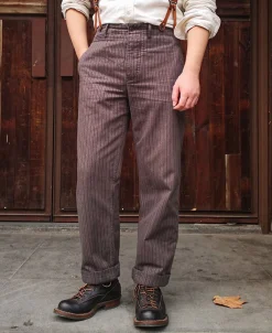 Discount French Salt & Pepper Striped Chambray Work Trousers Pants&trousers