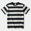 Discount Heavyweight Cotton Wide Striped T-Shirt - Blue/Apricot T-shirts | Short Sleeve T-Shirts