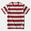 Sale Heavyweight Cotton Wide Striped T-Shirt - Red/Apricot Short Sleeve T-Shirts | T-shirts