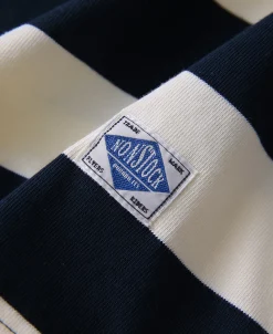 Discount Heavyweight Cotton Wide Striped T-Shirt - Blue/Apricot T-shirts | Short Sleeve T-Shirts