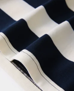 Discount Heavyweight Cotton Wide Striped T-Shirt - Blue/Apricot T-shirts | Short Sleeve T-Shirts