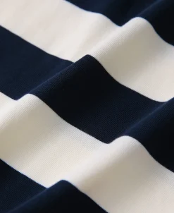 Discount Heavyweight Cotton Wide Striped T-Shirt - Blue/Apricot T-shirts | Short Sleeve T-Shirts