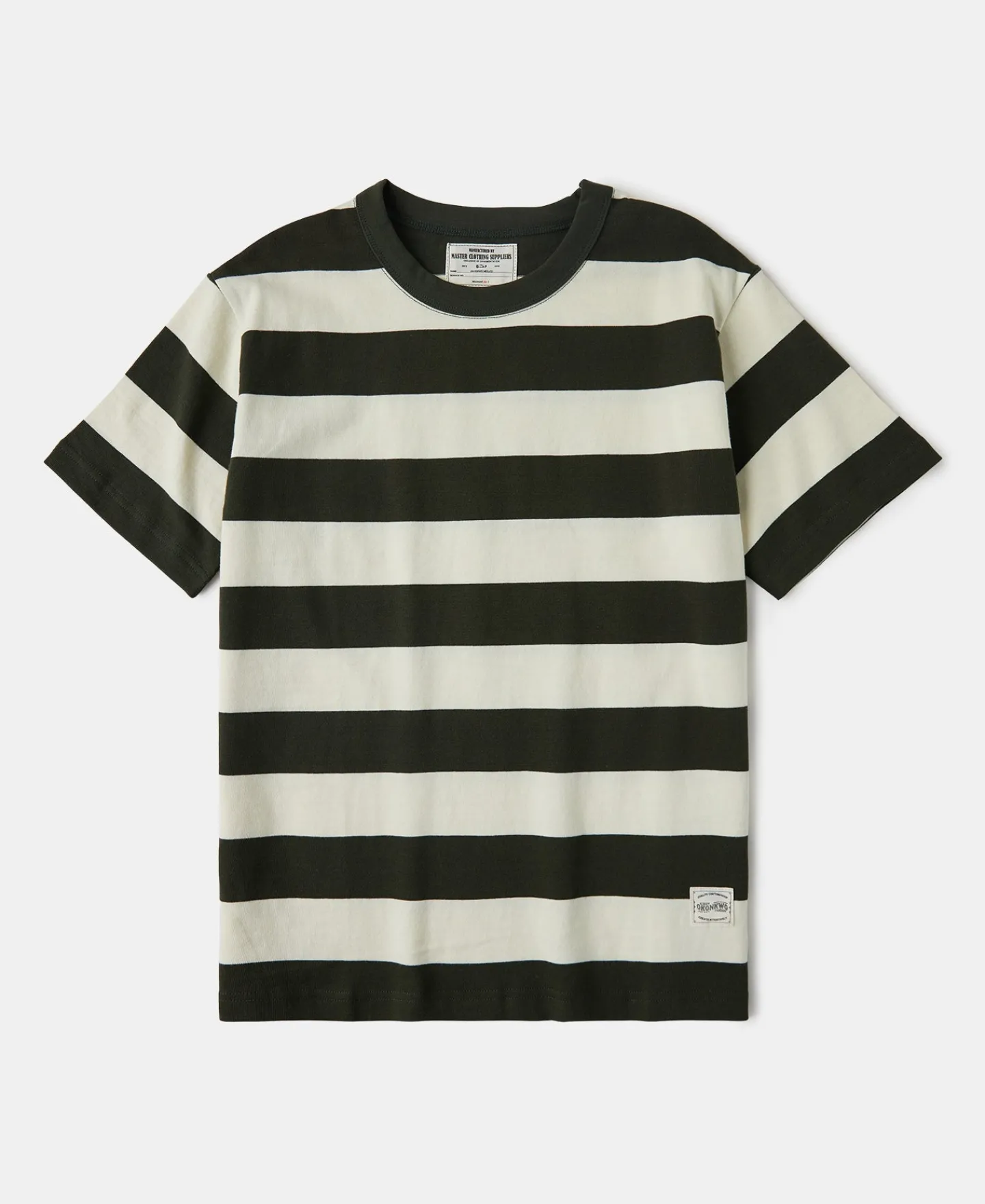 Sale Heavyweight Striped Biker T-Shirt - White/Green Short Sleeve T-Shirts | T-shirts