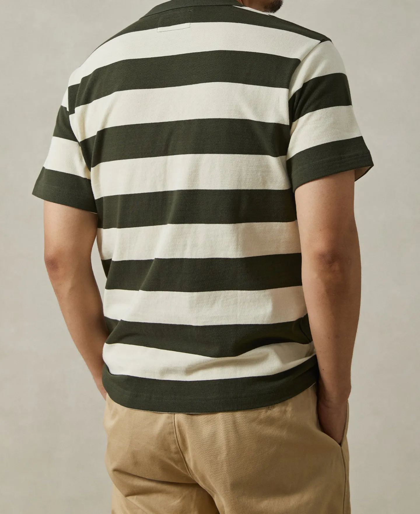 Sale Heavyweight Striped Biker T-Shirt - White/Green Short Sleeve T-Shirts | T-shirts